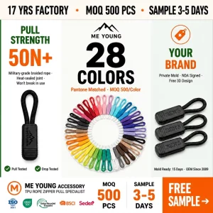 Custom-Color TPU Zipper Puller with Elastic Cord for Yoga Mat Bags and Garments