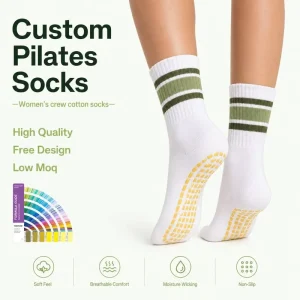 Custom Cotton Unisex Pilates Socks Knitted Anti Slip Grip Winter Crew Yoga Socks for Yoga Barre and Dance Manufacturer