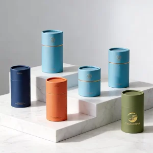 Custom Cylinder Gift Paper Tube with Matte Lamination for Perfume and Skincare Packaging