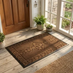 Custom Factory Polyester Cut Pile Modern Doormat Stain and Fade Resistant Low Profile Indoor Outdoor Mat Easy to Clean