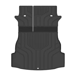 Custom Fit Car Floor Liner and Seat Back Protector, All-Weather Waterproof Non-Slip, Raised Edge TPE, Black, 3.6mm