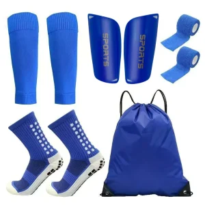 Custom Football Equipment 5pcs Set Football Shin Pads Soccer Shin Guards Set with Sleeves Grip Soccer Socks Kinesiology Tape
