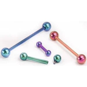 Custom G23 Titanium 14g Internally Threaded Straight Barbell for Tongue Piercing Colorful
