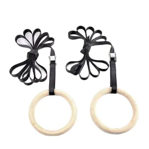 Custom High Quality Gymnastics Rings Multi-Function Station for Strength Training Home Pull Wood Adjustable Nylon Straps