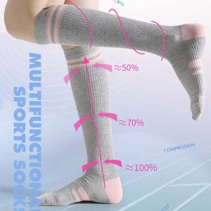 Custom Jacquard 15-20 mmHg Cycling Travel Running Knee High Nylon Moderate Compression Socks
