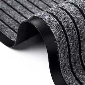 Custom Jacquard Washable Waterproof Seven-Stripe Polyester PVC Non-Slip Rubber-Backed Indoor/Outdoor Door Mat