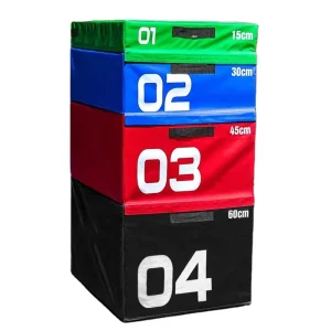 Custom Logo 4-in-1 PVC Plyobox Foam Box Gym Leather Jump Training Sit-ups Safe Soft Plyometric Plyo Soft Box