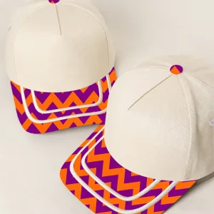 Custom Logo 5-Panel Hat, Purple and Orange Cartoon Halloween Snapback Baseball Cap, Retro Sport, Unisex