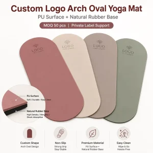 Custom Logo Arch Oval PU Natural Rubber Non-Slip Yoga Mat