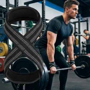 Custom Logo Figure 8 Weightlifting Straps for Gym Workout and Powerlifting