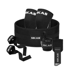 Custom Logo Fitness Accessories Weightlifting Belt 7mm Knee Sleeves Gym Lifting Straps Gym Wrist Wraps Gear Set