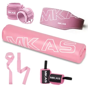 Custom Logo Fitness Set Gym Belt Weightlifting Straps Adjustable Pink Ankle Straps Wrist Wraps Barbell Pad