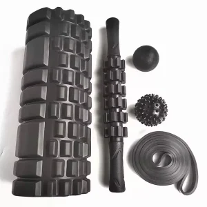 Custom Logo Foam Roller Set with Massage Stick, Massage Ball, and Resistance Band for Yoga and Exercise