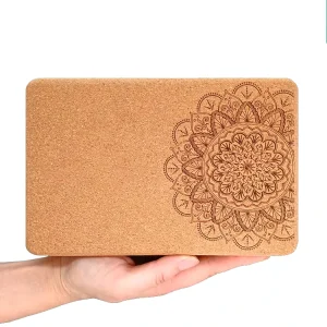 Custom Logo High Density Natural Cork Yoga Block 3x6x9 Inch Eco Friendly for Pilates Stretching Balance and Studio Training