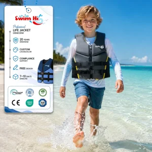 Custom Logo Life Jacket Neoprene Lightweight Children’s Safety Water Vest OEM High Buoyancy Life Vest for Kids