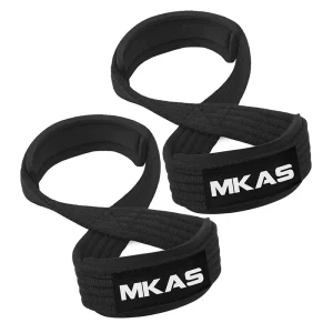 Custom Logo Non Slip Figure 8 Weightlifting Black Wrist Wrap Adjustable Gym Fitness Powerlifting Lifting Straps