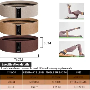 Custom Logo Polyester Fabric Glute Band Set Brown Hip Anti-Slip Loop Resistance Bands