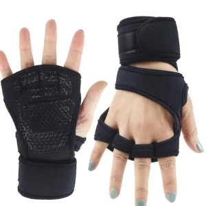 Custom Logo Polyester Fitness Workout Training Grips Wrist Wraps Weight Lifting Gloves Half-Finger Palm Guard