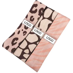Custom Logo Print Fitness Exercise Elastic Hip Booty Set Resistance Band Fabric Non-Slip Light/Medium/Heavy Resistance
