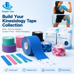 Custom Logo Printed Multi Color 5cmx5m Kinesiology Sport Tape Cotton Material Physical Therapy Body Muscle Adhesive