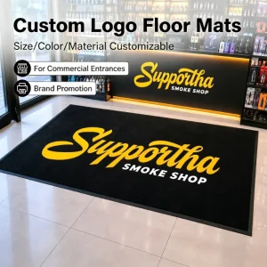 Custom Logo Printed Rubber Indoor Entrance Mat, Round Front Door Rug