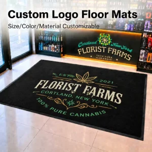 Custom Logo Rubber-Bound Anti-Slip High-Traffic Entrance Welcome Doormat for Dispensary, Boutique, and Office Lobby