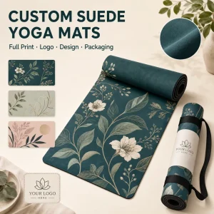 Custom Logo Suede Yoga Mat, Microfiber, Natural Rubber, Non-Slip, Hot Yoga and Pilates, Factory