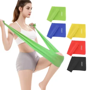 Custom Logo TPE Flat Elastic Stretch Resistance Band Set for Yoga and Pilates