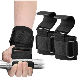 Custom Logo Weightlifting Hooks Heavy Duty Steel Lifting Grips for Pull-Ups Powerlifting & CrossFit with Wrist Support Straps