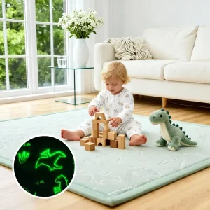 Custom Luminous Cartoon Pattern Baby Play Mat, Washable Memory Foam Crawling Floor Rug