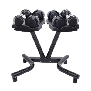 Custom-Made Adjustable Dumbbell Rack with Barbell and Weight Plate Storage QH-002