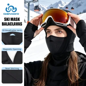 Custom Magnetic Ski Mask Full-Face Balaclava Neck Gaiter Breathable Winter Outdoor Windproof Warm Fleece-Lined Hood