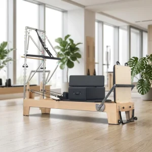 Custom Maple Wood Pilates Reformer With Side Tower for Studio Training