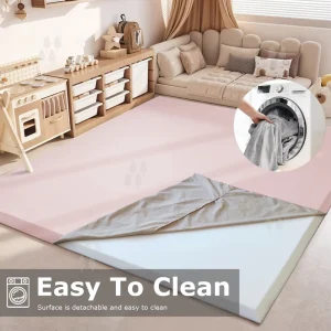 Custom Memory Foam Kids’ Play Mat with Safe Slope, Washable, Non-Slip, Removable Cover
