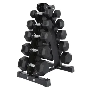 Custom Men’s Black Rubber Hex Dumbbell Set for Commercial Gyms