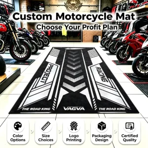 Custom Motorcycle Garage Floor Mat for Home Garages and Collections
