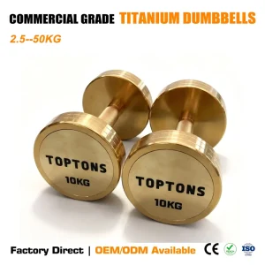 Custom OEM ODM Titanium-Plated Fixed Dumbbells, 2.5KG-50KG, for Weightlifting Strength Training