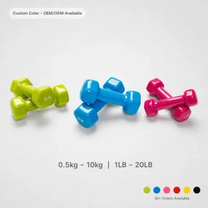 Custom OEM Women’s Colored PVC-Coated Hex Dumbbells