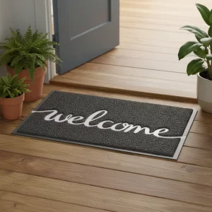 Custom PVC Coil Spaghetti Welcome Mat Outdoor Washable Non-Slip Stain-Resistant