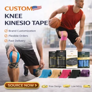 Custom Packaging Hypoallergenic Breathable Waterproof Sport Kinesiology Tape Pre Cut Roll Athletic Support Tape