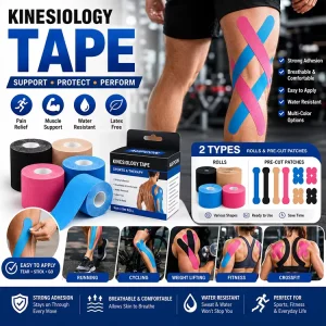 Custom Pre cut Muscle Tape Hamstring Patch Sport Kinesio Tape Roll Breathable Waterproof Full Body Patch Tape