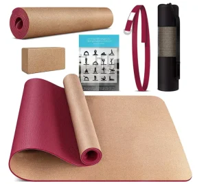 Custom Print Cork Yoga Mat with Straps and Bag, Travel Workout, Eco-Friendly Natural Rubber