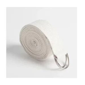 Custom Print D-Ring Pilates Yoga Belt Strap, Natural Cotton