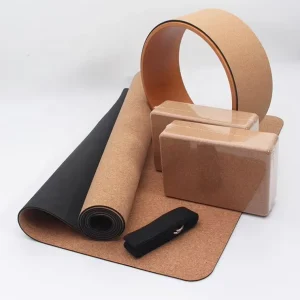Custom Print Label Eco Friendly Non-slip 183cm ROHS Certified Gym Fitness Natural Rubber Cork Yoga Mat Wheel Strap Block