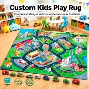 Custom Printed Educational Kids Playmat Baby Play Mat for Toddler Bedroom