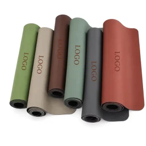 Custom Printed Golden Black Curved Oval Arch PU Durable Thick Soft Non Slip Yoga Mat with Strap