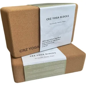 Custom Printed Logo High Density Environmental Cork Yoga Block Portable Yoga Auxiliary Brick for Stretch Exercise