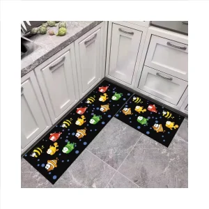 Custom Printed Polyester Kitchen Mat Set PP Embroidered Anti-Slip for Kitchen Bedroom Bathroom and Office Floors