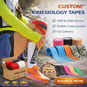 Custom Private Label Kinesiology Tape Pre Cut Patch Tape or Roll Type Athletic Muscle Support Tape