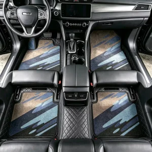Custom-Shaped Car Floor Mat Kit 4-Piece Front Rear Mats with Boot Cargo Liner